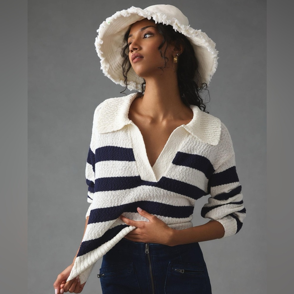 Maeve V-Neck Polo Sweater